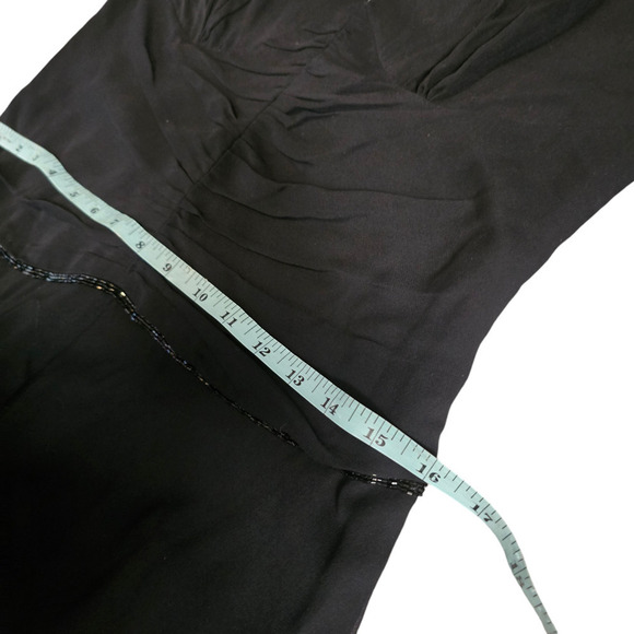Nwt vintage y2k Vera Wang black silk midi dress size 10 medium beaded - Picture 10 of 11